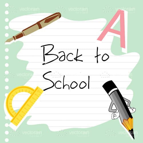 Back to School Text with School Related Items